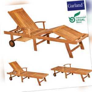 Gartenliege Sonnenliege Relaxliege Liegestuhl Klappbar Rollen Teak Holz Garten