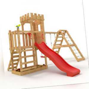 Spielturm - Ritterburg - Kletterturm, Rutsche, Kletterwand und Sandkasten doppel