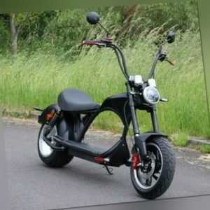 Elektroroller E-Scooter mit Straßenzulassung Chopper 2000 Watt 200 kg Schwarz