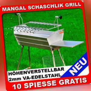 MANGAL 100% V2A Edelstahl EURO MEGA - Schaschlik GRILL klappbar + GRILLROST !!!