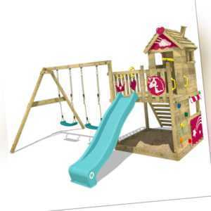 WICKEY Spielturm Klettergerüst Smart Sparkle mit Schaukel & türkiser Rutsche