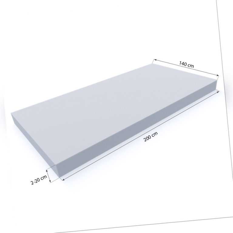 MSS Schaumstoffplatte Schaumstoffpolster Topper Matratze Matte 140 x 200 x2-20cm