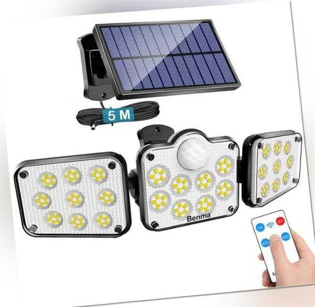 Solarleuchte LED Solarlampe mit Bewegungsmelder Außen Fluter Sensor Strahle SL#
