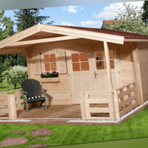 Weka Gartenhaus 135 45mm natur 13,80m² inkl Vordach 200 cm + Terrasse Gerätehaus