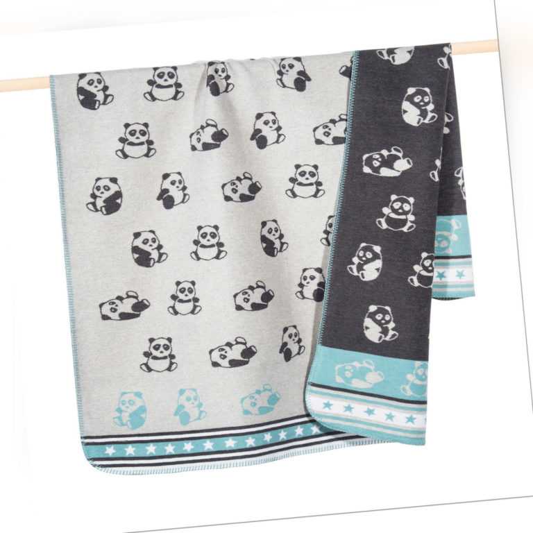 PAD Kuscheldecke PANDA Aqua 75 x 100 cm Baumwollmischung  für