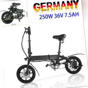 Faltbares Elektrofahrrad 14 Zoll 250W Motor 36V E-Bike Klapprad Citybike Pedelec