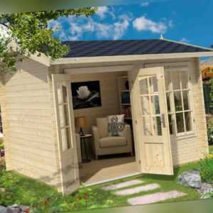 44 mm Gartenhaus Alex ISO Gerätehaus ca 320x270 cm Blockhaus Holzhaus Holzhütte