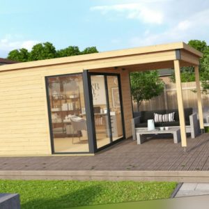 44mm Gartenhaus 524x320cm + Schiebetür + Fußboden Gerätehaus Holzhütte Holz Haus
