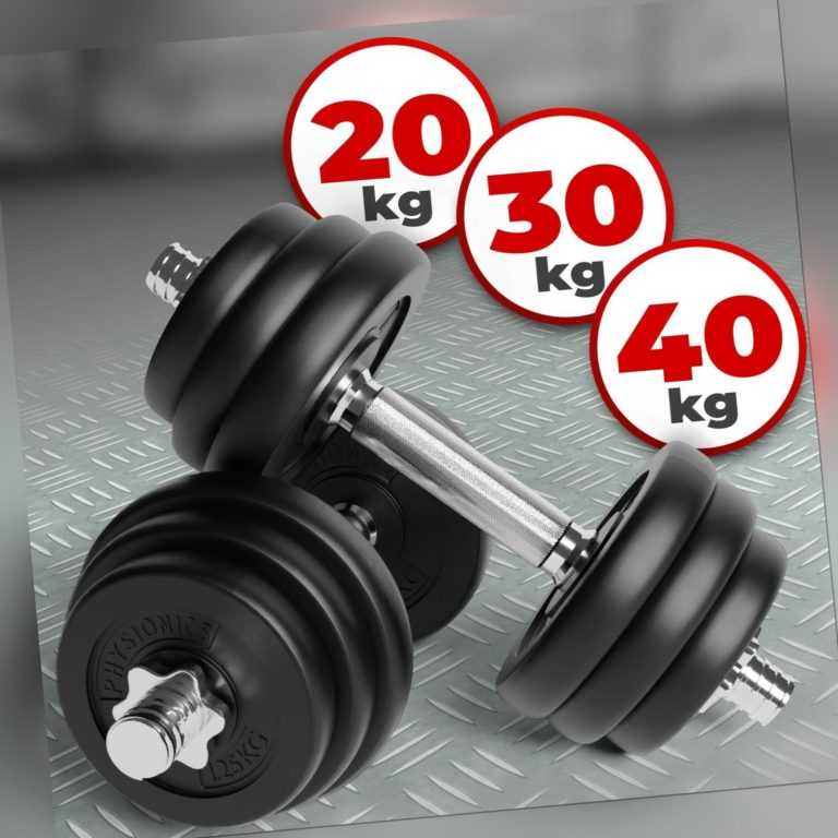 Physionics® Kurzhantel Set 20kg 30kg 40kg Hantelscheiben Krafttraining Hantelset