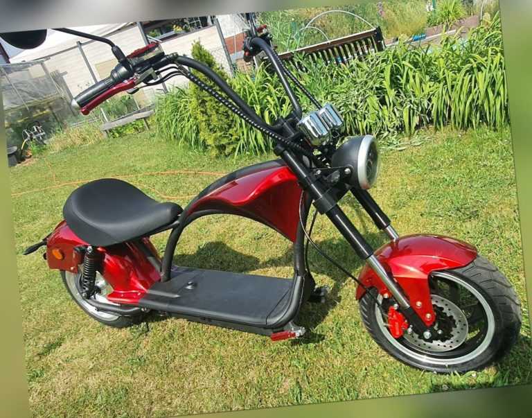 Elektroroller E-Scooter mit Straßenzulassung Chopper 2000 Watt 200 kg Rot Coco