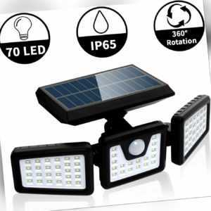 LED Solarleuchte Solarlampe mit Bewegungsmelder Außen Fluter Wandstrahler