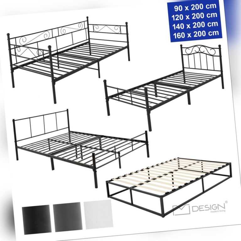 Metallbett Bettgestell Stahl Einzelbett Doppelbett Schlafzimmerbett Design Bett
