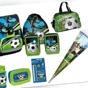 Fußball Schulranzen SET 8tlg Schulrucksack Tornister für Jungen Federmäppchen