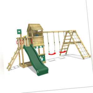 WICKEY Spielturm Klettergerüst Smart Port mit Schaukel, grüner Rutsche & Plane