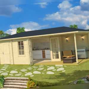 Gartenhaus Aruba 3B Blockhaus Gerätehaus Holzhaus Schuppen 320x720 cm 40 mm
