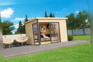 Lasita Maja Premium Gartenhaus DOMEO 1 ISO, 320x320cm 44mm Wände + Boden