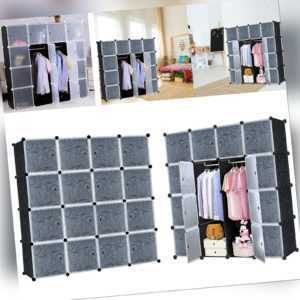 DIY Regalsystem Kleiderschrank Garderobe Steckregal Standregal + Türen 16 Boxen