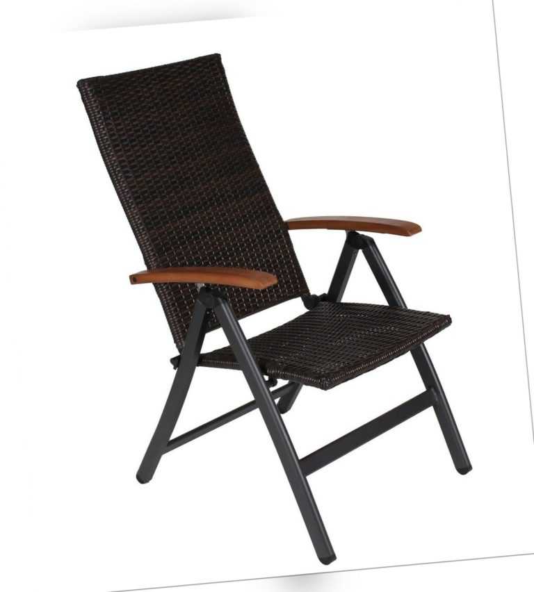 B-Ware Aluminium Polyrattan Klappstuhl Gartenstuhl Hochlehner Stühle Braun Nr.89