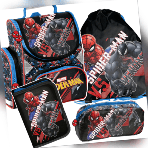 SPIDERMAN  Venom Schulranzen Schultasche Rucksack 4 Tlg. Federtasche  Neu