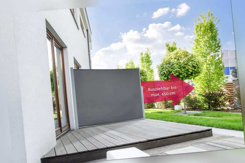 Seitenmarkise Sichtschutz Windschutz Sonnenschutz Terrasse 200 x 450 cm empasa