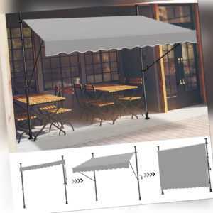 Klemmmarkise Terrasse Markise Sonnenschutz Regenfest ohne Bohren 150-350cm Grau