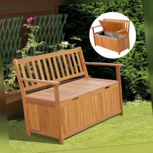 Outsunny Gartenbank Truhenbank Holztruhe mit Stauraum 2-Sitzer Holz Braun
