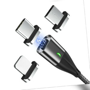 Baker Magnetisch Ladekabel 3 in 1, 3.0A Nylon Magnet USB mit