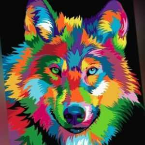 Malen  nach Zahlen 50x40cm mit Holzrahmen Leinwand Malset Wölfe wolf