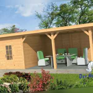 Gartenhaus Twello Gartenlaube Holzhaus Pavillon 743 x 370 cm Holz Lärche Neu