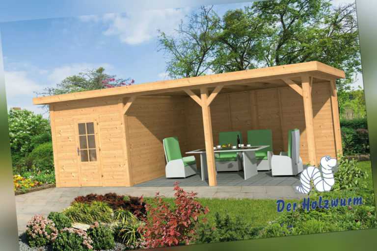 Gartenhaus Twello Gartenlaube Holzhaus Pavillon 743 x 370 cm Holz Lärche Neu