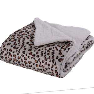 Kuscheldecke beige Leoparden Muster Lammflor Decke 150x200 Webpelz