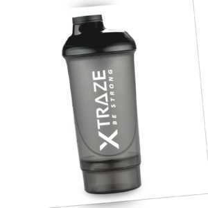 Shaker 500 ml + 150 ml Fach für Protein Pulver Eiweiß Sport Training Fitness