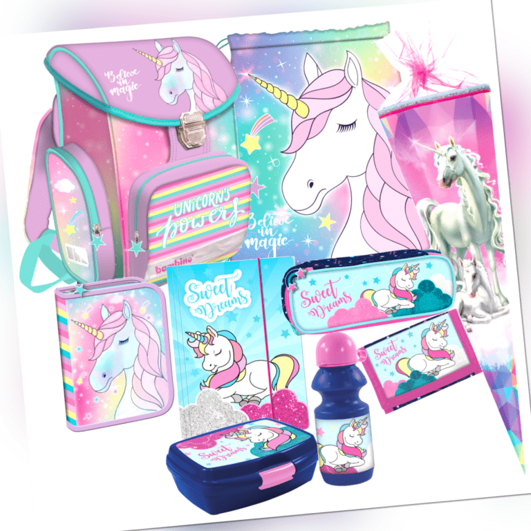 Einhorn Unicorn PFERD 9 *Teile* Set SCHULRANZEN RANZEN Schultüte TORNISTER Pony