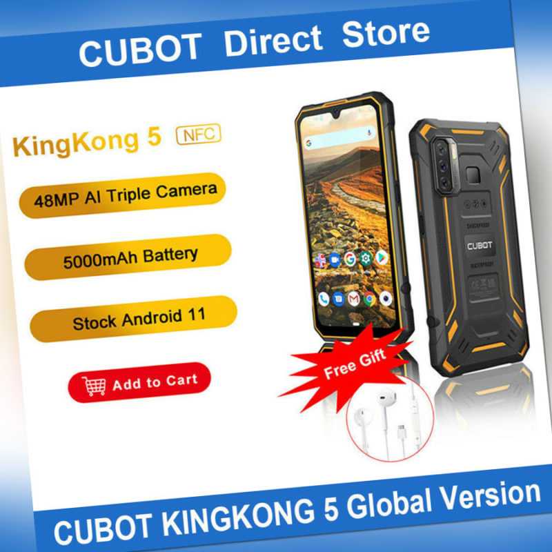 Global CUBOT 4GB+32GB KingKong 5 Smartphone IP68 48MP Handy NFC 5000mAh Android
