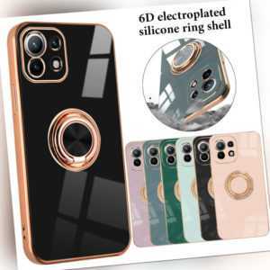 Handy Hülle Für Xiaomi Mi 11 Lite / MI 11 Plating Ring Holder Case Cover + Glas