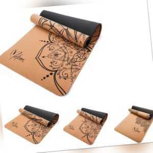 Yogamatte aus Kork Yoga Sportmatte Fitnessmatte Bodenmatte Gymnastikmatte meteor