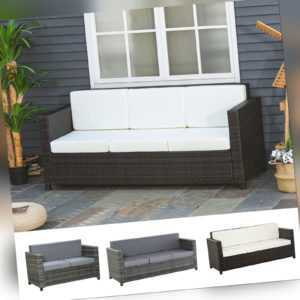 Outsunny Poly-Rattan Sofa mit Kissen 2-/3-Sitzer Garten Loungesofa