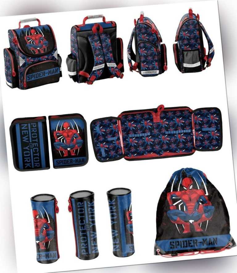 Spiderman Schulranzen SET 4tlg Schulrucksack leicht Tornister für Jungen