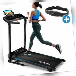 Laufband mit Pulsgurt elektrisch 12 km/h LCD Fitness Heimtrainer klappbar 120 kg