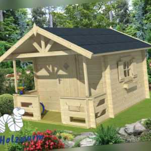 Kinderspielhaus Marii Blockhaus 235x310 cm Holzhaus 28mm Kinderhaus Terrasse Neu