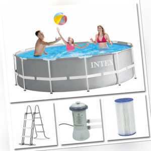 INTEX Komplettset Prism Frame Pool Ø 366x99cm + Filterpumpe Swimmingpool