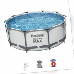 Bestway Swimming Pool Ø305x100 Steel Pro MAX Frame Pool Rund Schwimmbecken