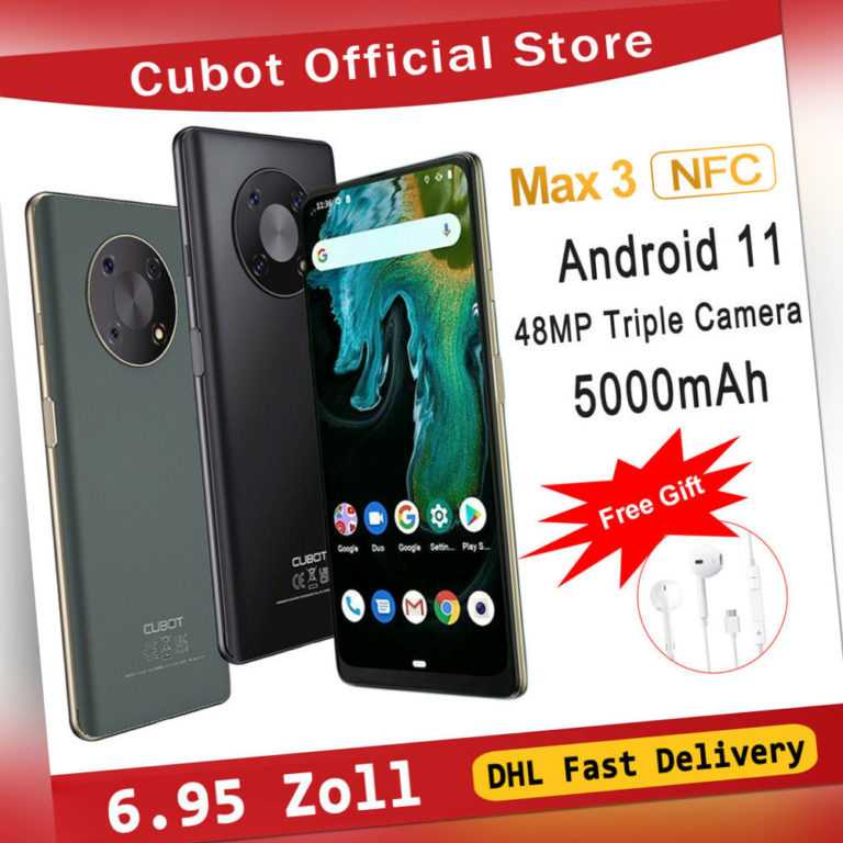 6.95" CUBOT MAX 3 NFC 4GB+64GB 4G Dual SIM Smartphone 5000mAh Android 11 Handy