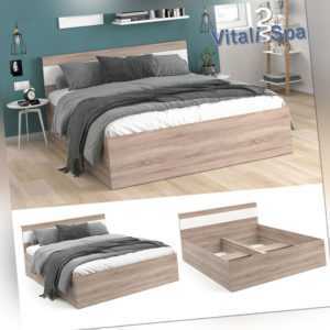Bettgestell Holzbett Doppelbett Adria 160x200cm mit Kopfteil Ehebett VitaliSpa