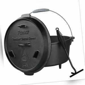 Dutch Oven Feuertopf Gusseisen Schmortopf für Lagerfeuer BBQ  Kochtöpfe Bräter