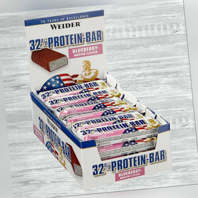 Weider 32% Protein Bar  24 x 60g Eiweiß Riegel  20,48 €/kg  auch Mix möglich
