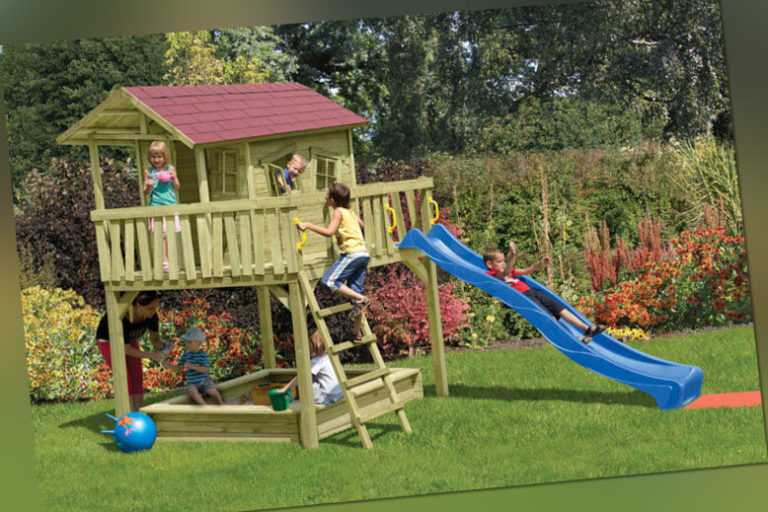 Kinderspielhaus Crazy Maxi Kinderhaus Spielanlage Spielhaus Haus Holz Neu kdi