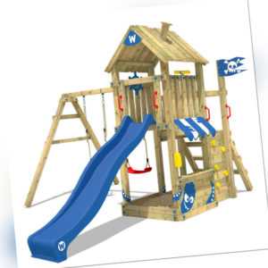WICKEY Spielturm Klettergerüst The Proud Parrot mit Schaukel & blauer Rutsche