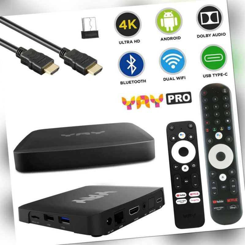 VU+ Plus YAY GO PRO Android 10 UHD 4K Dual-WiFi LAN Chromecast TV IP-Receiver