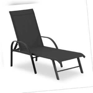 Gartenliege Sonnenliege Liegestuhl Relaxliege Klappbar schwarz Alurahmen 160 kg
